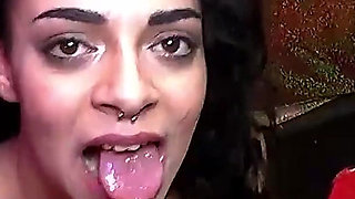 Nasty Bukkake Slut Swallows Multiple Loads and Takes Facials