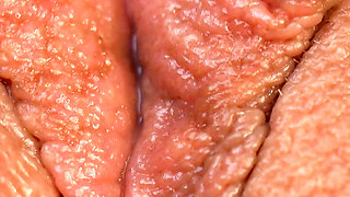 Creamy Orgasm Contractions - Extreme Close up Girl Masturbation - Meaty Pussy Lips