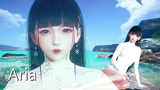 AI Shoujo Japanese beauty Aria in realistic 3D animated 69 sex UNCENSORED