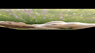 Beautiful Nude Woman with Honey Brown Hair Gentle Clit Circles by Stream