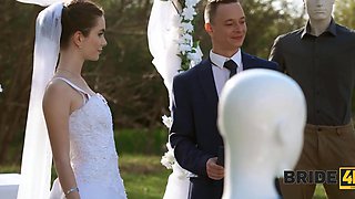 Gorgeous bride has her pussy stuffed by her groom in public after the ceremony