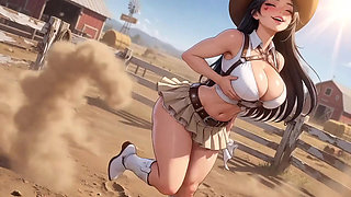 AI-Asian Cowgirl showing her moves