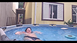 Your Naked Neighbor Showing off in the Pool.
