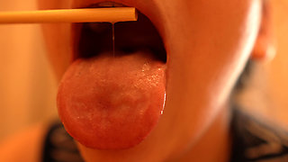 I’m Sucking and Licking a Popsicle, Playing with It Using My Lips and Mouth.