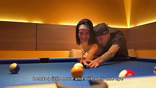 My College Friend Asks Me to Teach Her How to Play Pool and Her Pay Is a Fuck Ending with My Cum on Her Cute Body!