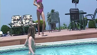 Wet Lesbian Pool Licking Frenzy - Tongues Deep in Dripping Slits