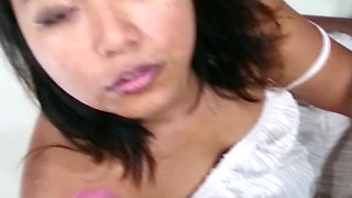 Petite MILF Receives a One Man Bukkake