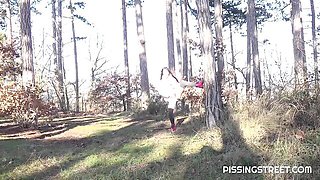 Beautiful outdoor pissing in the park with a hot brunette Dragon Fruit