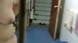 Chinese granny taking a bath