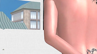 Office Bondage Beads: 3D Cartoon Girl Handcuffed & Double‑stuffed with Toys