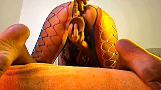 Hard Anal Masturbation with a Big Dildo and Creampie