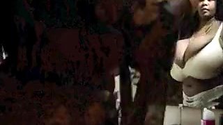 Black bitch with huge tits gets a facial after teasing