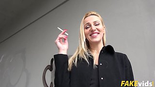 Afina Kisser In Stairwell Orgasms for Russian Blonde