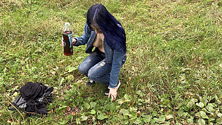 Public Sex with a Hot Stranger in Forest, Slut Showed Big Perfect Tits, Creampie