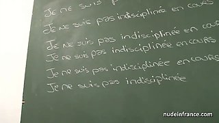 French schoolgirls hard Ass Fucked and fisted in ffm threesome in classroom