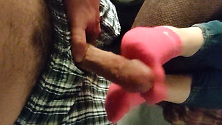 Pink Sexy No-show Ankle Nike Socks Footjob Sockjob After Shoe Removal - Sock Handjob Blue Ankle Socks Cum