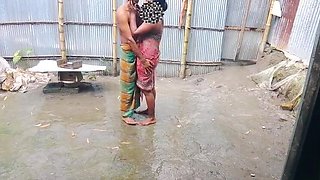 Rainy Day Schoolgirl Brings Soaked Indian Bhabhi Home for Wild Group Fuck