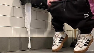Fat Pussy Peeing in Public Toilets