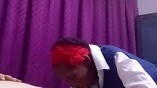 Black Girl Sucks and Rides White Cocl in Uniform