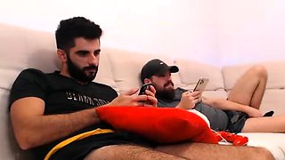 Amateur gorgeous gay hunks stroking each other