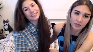 Long-Haired Lesbian Amateur Webcam Striptease