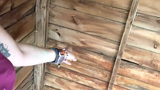 Peeing Outdoors as I Got Caught Short Doing DIY in My Very Overlooked Garden!