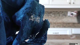 Nasty gal in ripped pantyhose Lisey Sweet gets her pussy slammed