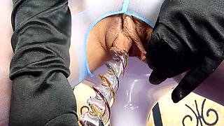 MASSIVE PUSSY LIPS & CLIT WITH GLASS DILDO - BEEF CURTAINS