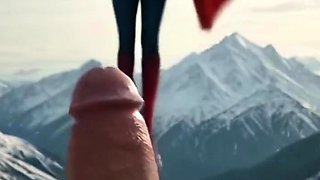 Brunette supergirl pussy fucked on beach and bedroom anal