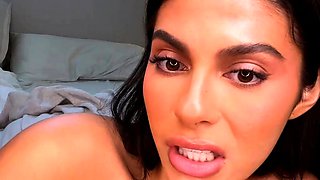 Brunette with big boobs teasing on webcam