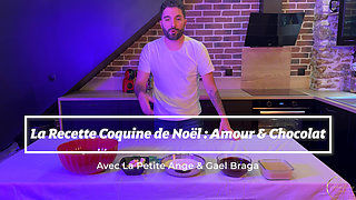 The Naughty Christmas Recipe Love and Chocolate - Gal Fucks the Busty Blonde with the Little Angel in the Ass