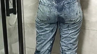 Sexy Show Getting Wet in the Shower in Clothes