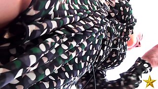 Striking Russian teen in sexy black panties voyeur upskirt