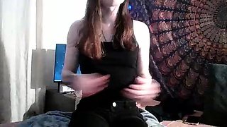 Cute curly brunette solo webcam masturbation