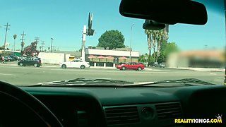 Brunette Street Seduction with Romeo Price in Car Heat