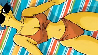 Cartoon hentai, porn parody, marge simpson