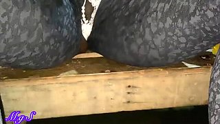 Young Ebony MILF Flashes Her Wet Pussy at Rooftop Bar