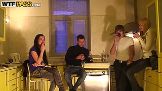 Kitchen amateur teen video with drunk pretty girls