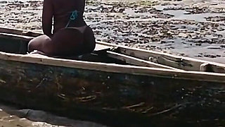 Flashing Twerking at a Beach in Africa
