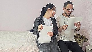 College Student 18+ Negotiates Grades With Professor... Inside The Car