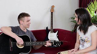 Beautiful brunette Izi cannot wait to cum