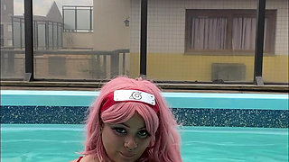 BBW Sakura Haruno at the Pool