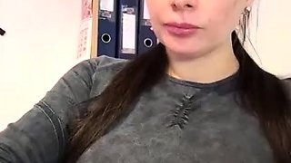 The beauty is having fun masturbating at work