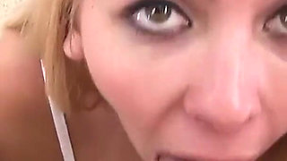 Beautiful blonde Cara Sky POV blowjob cum swallow