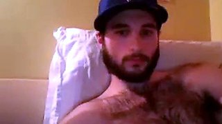Hairy Stud Shoots Cum All Over Himself