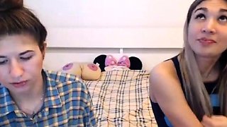 Long-Haired Lesbian Amateur Webcam Striptease