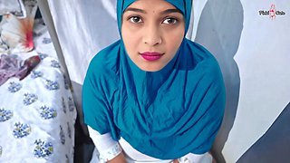 POV- My muslim Hijabi stepsis Caught me Naked, she wants to give me blowjob in 69 with pissing...Clear hindi video