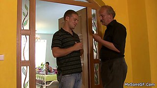 Father in law getting busted fucking son's gf