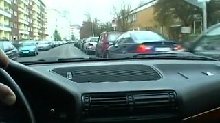 Busty Euro Amateur Masturbating in Car