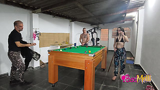 Playing naked pool with my boyfriend and my father-in-law